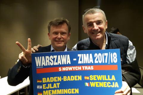 Na zdjęciu: Michael O´Leary – Prezes Zarządu Ryanaira  oraz Leszek Chorzewski p.o. Prezesa Zarządu MPL Warszawa/Modlin